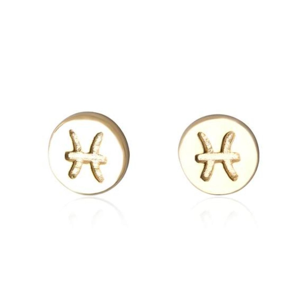 Sterling Silver Gold Plated Pisces Zodiac Earrings